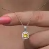 Gümüş Sarı Baget Taşlı Kadın Kolye