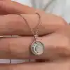 Gümüş Sedef Taşlı Ay Yıldız Hilal Kadın Kolye