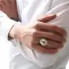 Gümüş Sedef Üzeri Tuğralı Erkek Yüzük