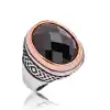 Gümüş Siyah Kesme Taşlı Erkek Yüzük