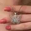 Gümüş Telkari Kelebek Kadın Kolye