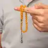 Gümüş Top Kazaz Püsküllü Sıkma Kehribar Tesbih