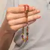 Gümüş Top Kazaz Püsküllü Sıkma Kehribar Tesbih