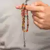 Gümüş Top Kazaz Püsküllü Sıkma Kehribar Tesbih