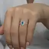 Gümüş Turkuaz Damla Taşlı Kadın Yüzük