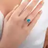 Gümüş Turkuaz Taşlı Oval Kadın Yüzük