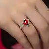 Gümüş Uğur Böceği Çocuk Kız Yüzük