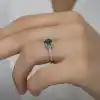 Gümüş Yeşil Baget Tek Taş Kadın Yüzük