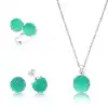Gümüş Yeşil Kristal Taşlı Bayan Set