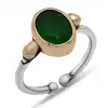 Gümüş Yeşil Taşlı Ayarlanabilir Otantik Kadın Yüzük