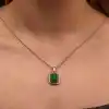 Gümüş Yeşil Taşlı Otantik Kadın Kolye