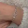 Gümüş Zirkon Taşlı Kalpli Kadın Bileklik