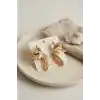 Kahverengi Renk Lotus Yaprak Model Kadın Küpe