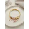 Kalp ve Fil Model Pembe Charmlı Bileklik