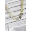 Kare Plaka Model Gold Renk Kadın Kolye