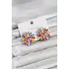 Karışık Renk Kristal Taşlı Çiçek Model Kadın Küpe