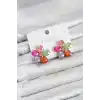 Karışık Renk Kristal Taşlı Çiçek Model Kadın Küpe