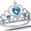 Karlar Ülkesi Mavi Kalpli Taşlı Elsa Tacı