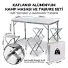 Katlanabilir Alüminyum Kamp Masası ve 4 lü Tabure Seti