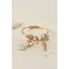 Kelebek Model Gold Renk Beyaz Charmlı Bileklik