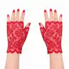 Kırmızı Dantel Parmaksız Kısa Eldiven