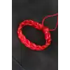 Kırmızı Örgü Deri Erkek Bileklik