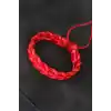 Kırmızı Örgü Deri Erkek Bileklik