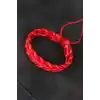 Kırmızı Örgü Deri Erkek Bileklik
