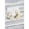 Krem Mineli Lotus Model Pirinç Kadın Küpe