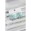 Lotus Model Buz Mavisi Renk Kristal Taşlı Kadın Küpe