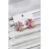 Lotus Model Karışık Renk Kristal Taşlı Kadın Küpe