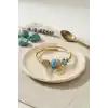 Mavi Renk Göz Model Gold Charmlı Bileklik