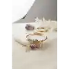 Mor Baykuş Model Gold Renk Charmlı Bileklik