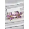 Mor Mineli Çiçek Model Pirinç Kadın Küpe