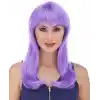Mor Renk Uzun Düz Parti Peruğu