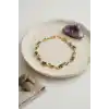 Mor Zirkon Taşlı Çiçek Model Gold Pirinç Kadın Bileklik