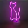 Neon Işıklı Kedi Lamba Pil ve Usb Pembe Işık MZ6200-260