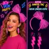 Neon Pembe Dantel Taç ve Şimşek Küpe 80ler 90lar Parti Seti