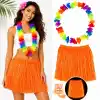 Neon Turuncu Hawaii Etek 40 cm ve Rengarenk Hawaii Kolye