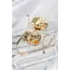 Pazu Bileklik Gold Renk Pirinç Çiçek Model