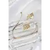 Pazu Bileklik Gold Renk Pirinç Yaprak Model