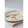 Pembe Göz Model Gold Renk Charmlı Bileklik