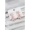 Pembe Kristal Çiçek Küpe