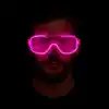 Pembe Led Işıklı Parti Gözlüğü - Neon Glow Şerit Gözlük 3 Modlu