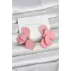 Pembe Mineli Lotus Model Pirinç Kadın Küpe