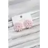 Pembe Renk Kristal Taşlı Çiçek Model Kadın Küpe