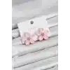 Pembe Renk Kristal Taşlı Çiçek Model Kadın Küpe