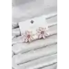 Pembe Renk Kristal Taşlı Lotus Çiçek Model Kadın Küpe