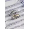 Pirinç Gold Gümüş Renkli Uzun Kıvrımlı Küpe