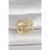 Pirinç Gold Renk 2Li Zincir Zirkon Taşlı Yıldız Figür Kadın Yüzük